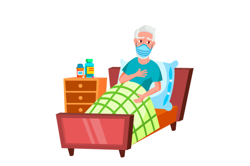 old-man-wearing-facial-mask-in-hospital-vector