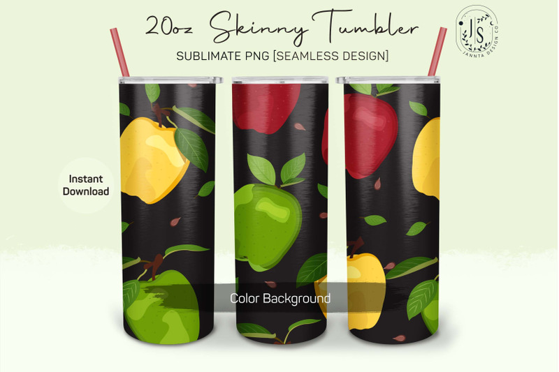 colorful-apple-fruit-20oz-tumbler-sublimation-wraps