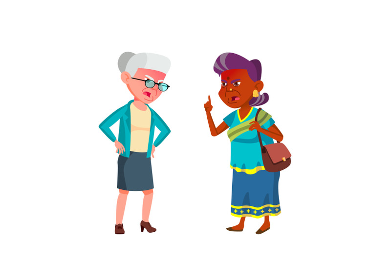 senior-women-quarreling-in-grocery-shop-vector