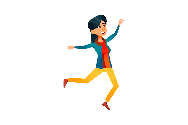 girl-teen-walk-with-jump-outdoor-activity-vector