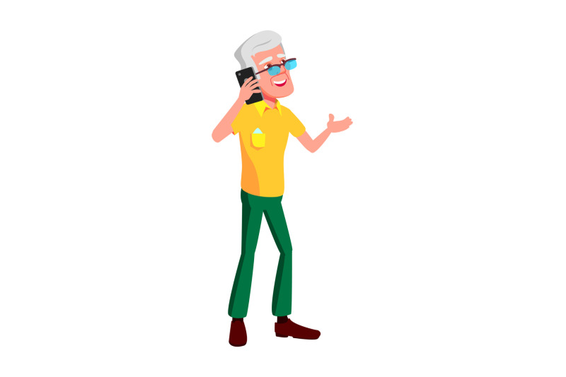 elderly-man-talking-on-smartphone-outdoor-vector