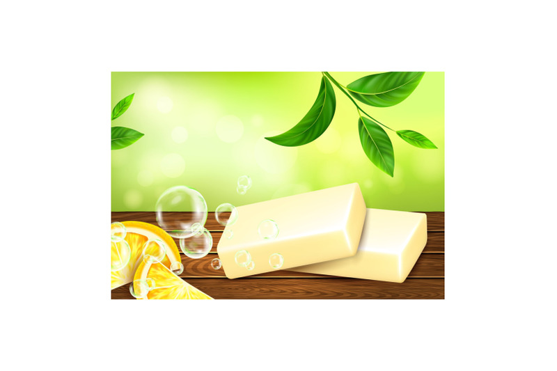 lemon-soap-creative-promotional-banner-vector