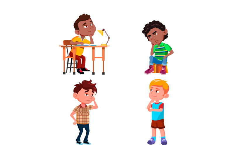 thinking-school-boys-about-problem-set-vector