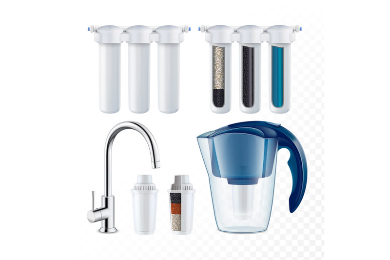 water-filtration-system-and-equipment-set-vector