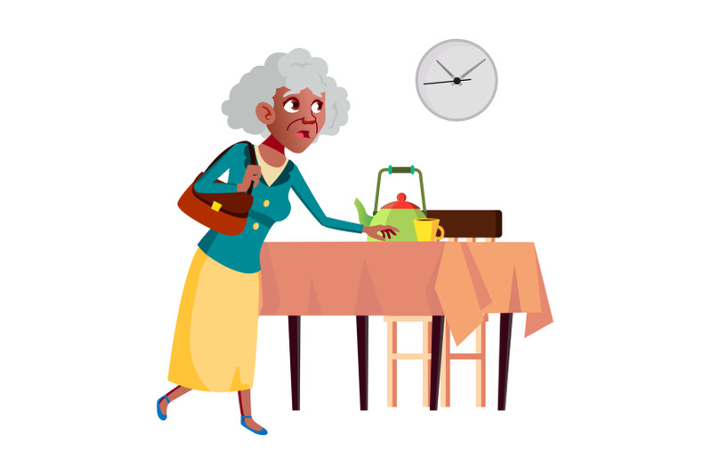 running-old-woman-hurry-vector