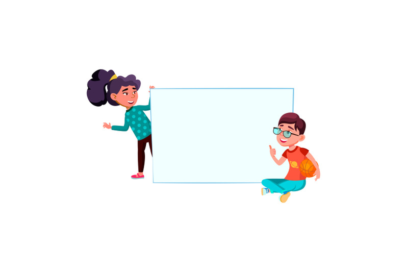 school-boy-and-girl-with-empty-banner-vector