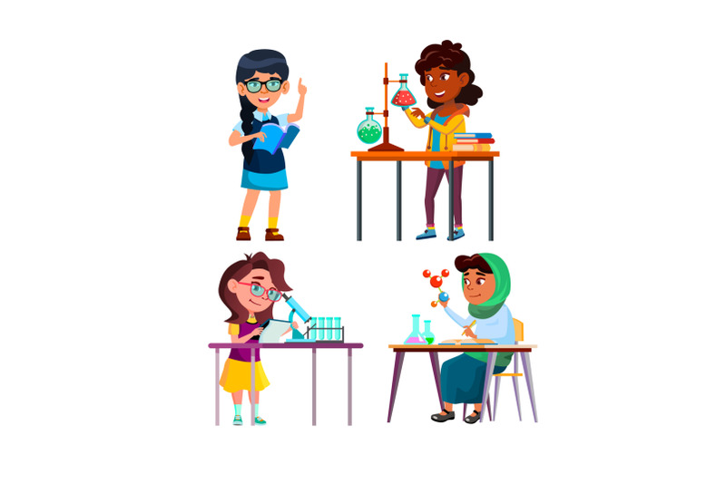 school-kid-girl-scientist-set-vector