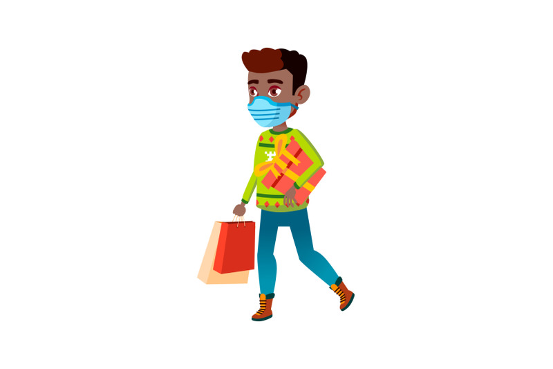 school-boy-wearing-facial-mask-in-mall-vector