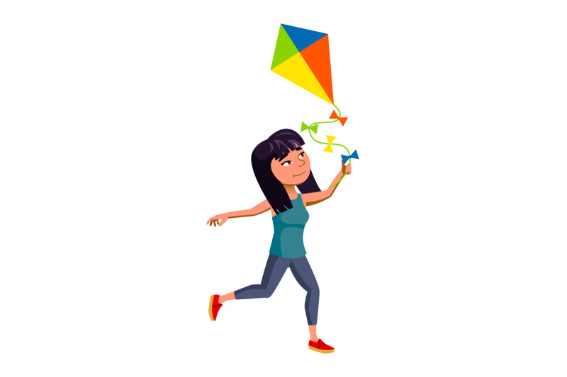 schoolgirl-running-with-air-kite-outside-vector