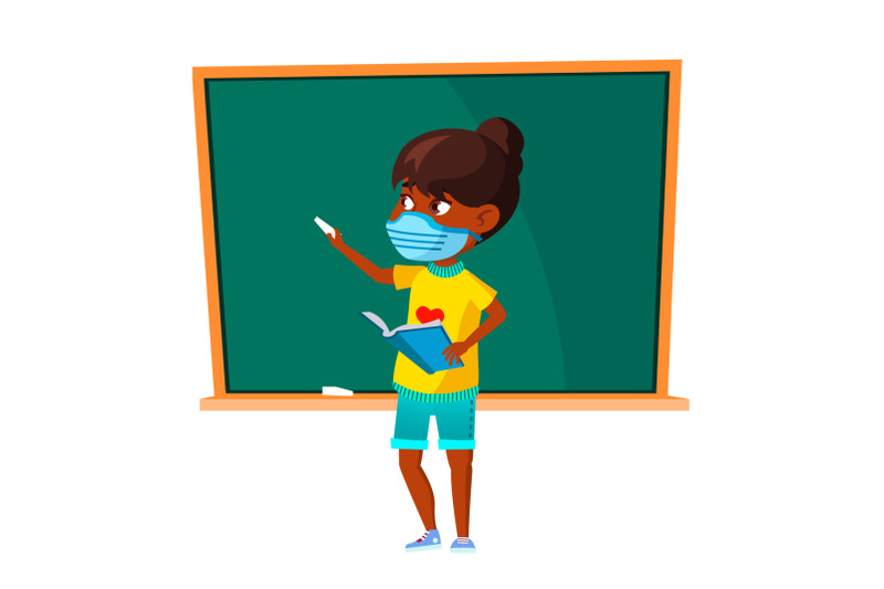 school-girl-wearing-facial-mask-at-lesson-vector