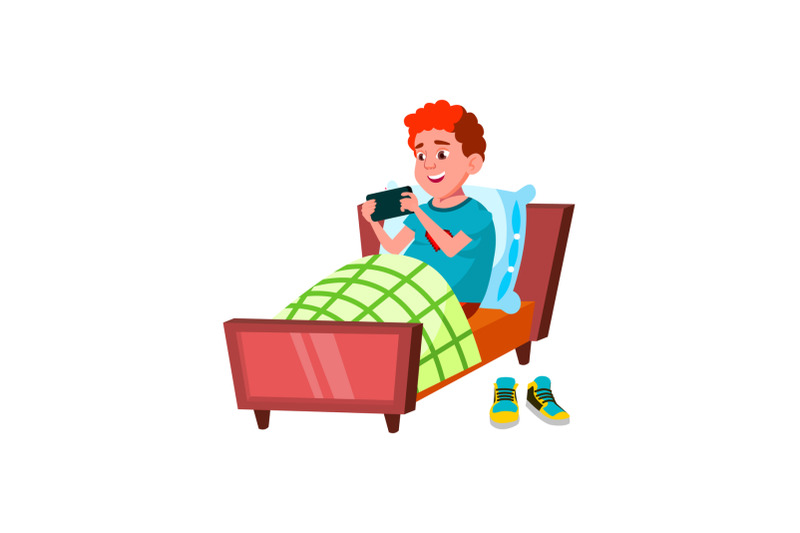 teen-boy-using-mobile-smartphone-bed-vector