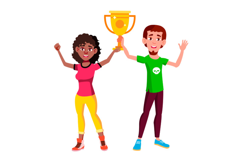 teen-boy-girl-with-trophy-cup-vector