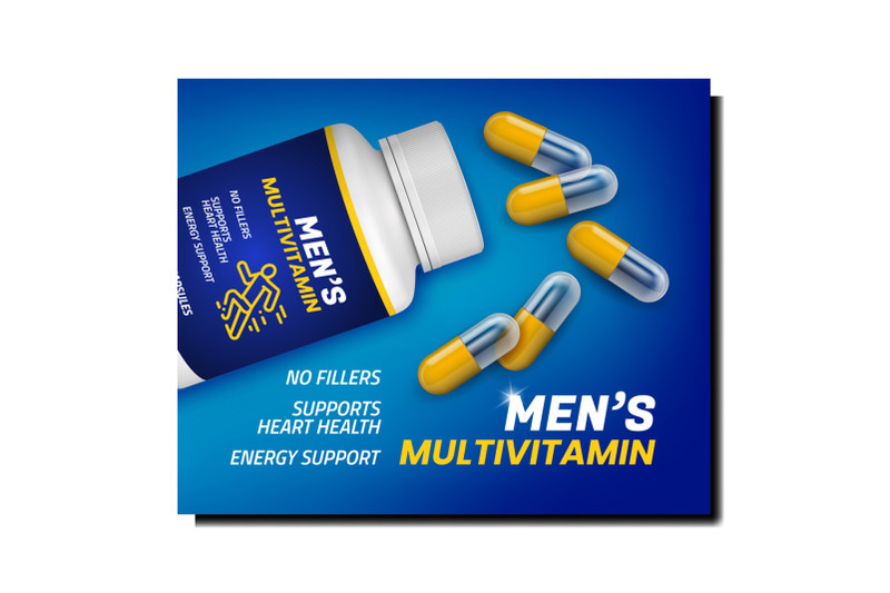 man-vitamin-health-poster-vector