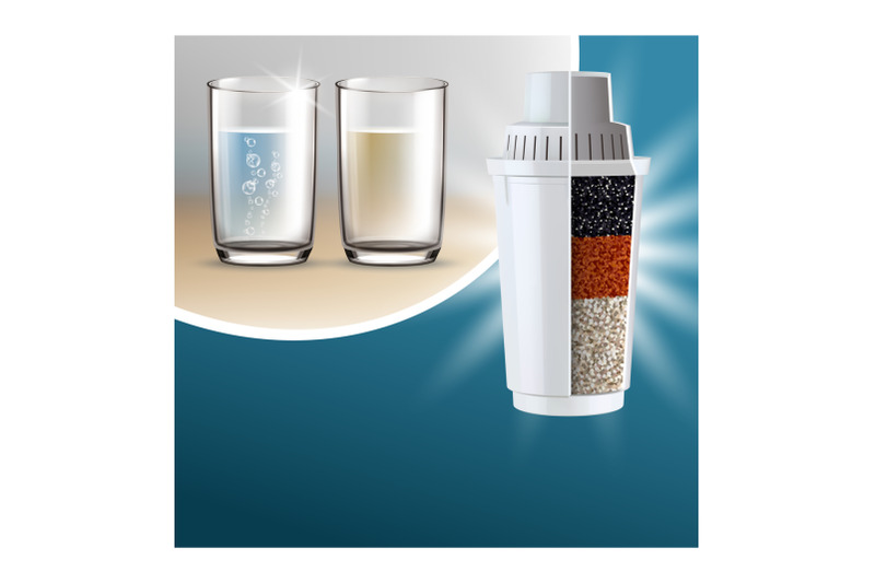 water-filter-pitcher-cartridge-promo-poster-vector