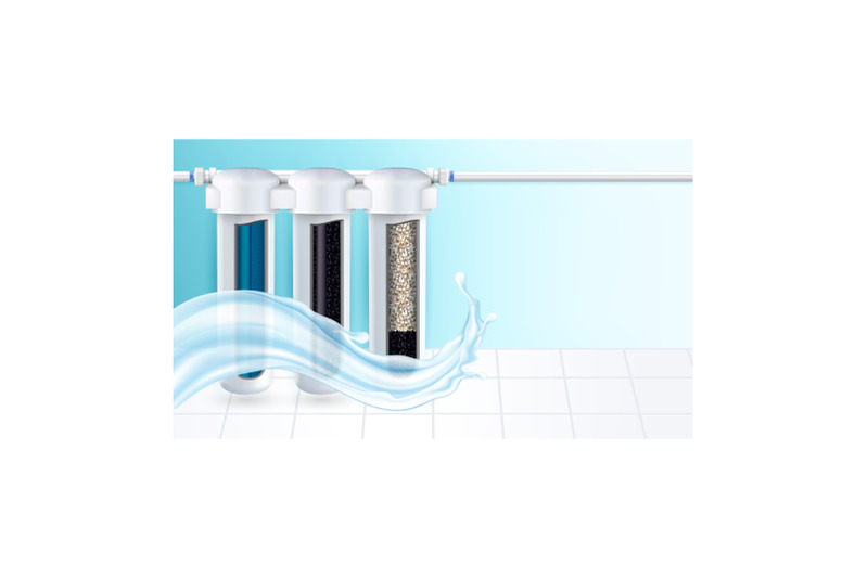 home-water-filter-system-promotional-poster-vector