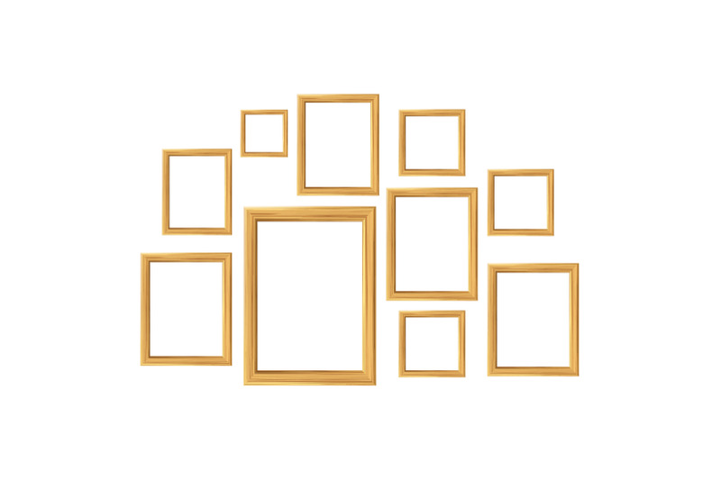 wooden-frames-for-pictures-collage-set-vector