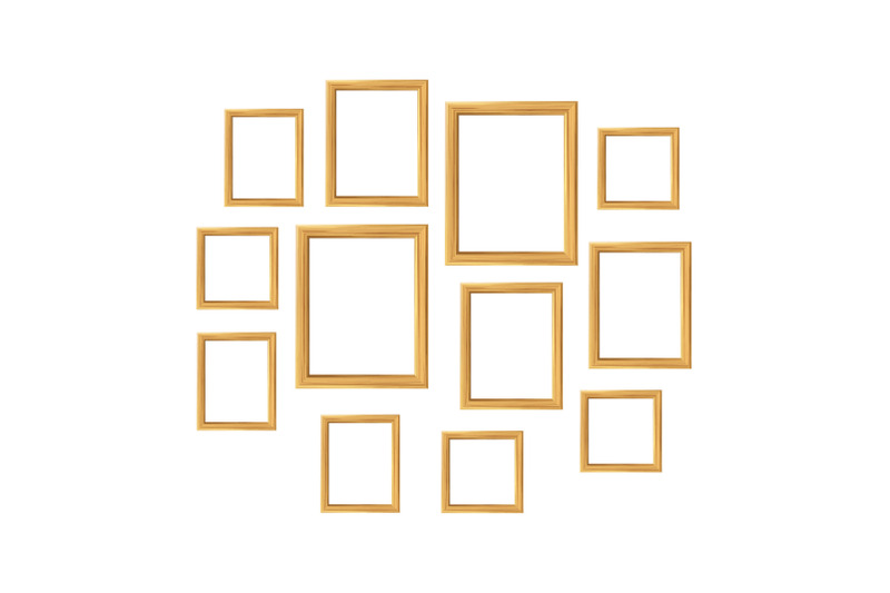 wooden-frames-for-family-photo-collage-set-vector