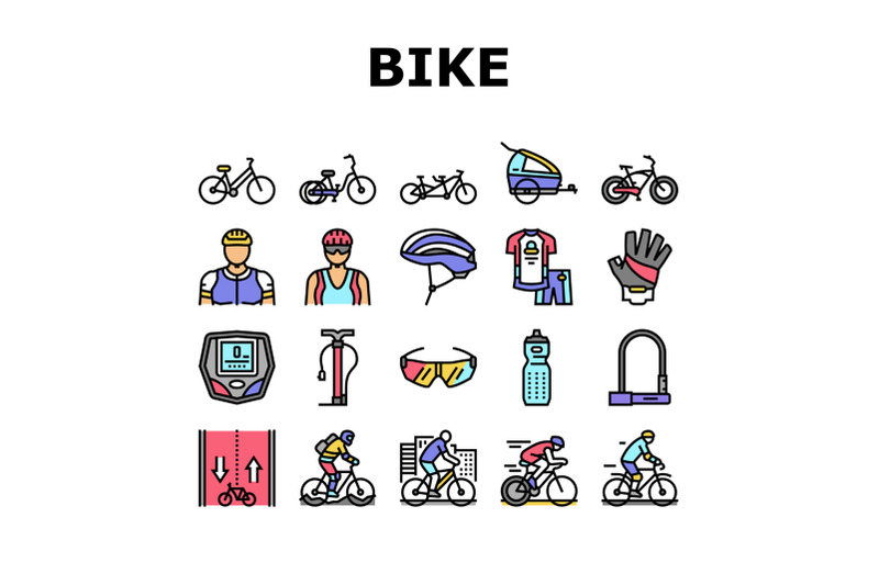 bike-transport-and-accessories-icons-set-vector