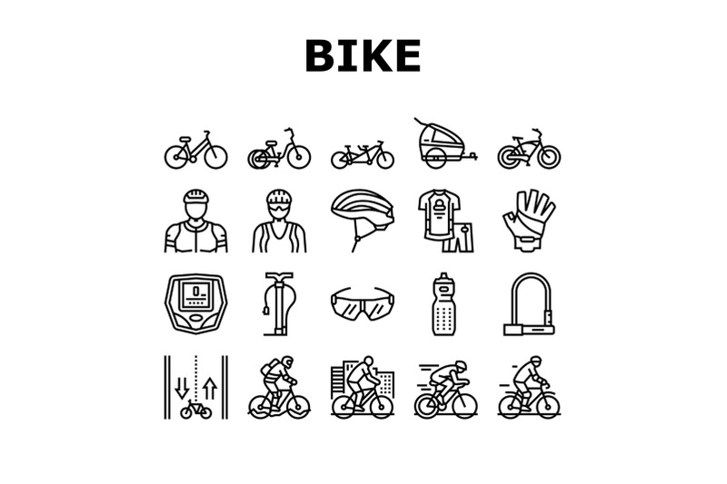 bike-transport-and-accessories-icons-set-vector