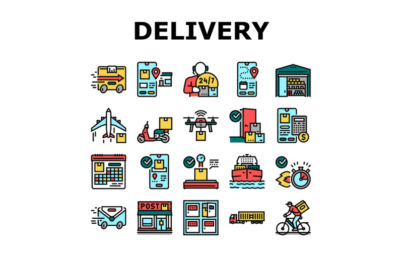 delivery-service-application-icons-set-vector