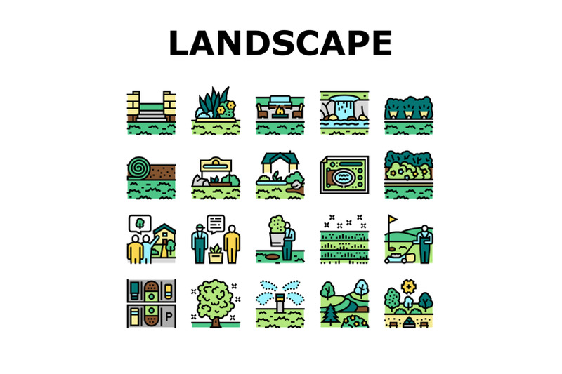 landscape-design-and-accessories-icons-set-vector