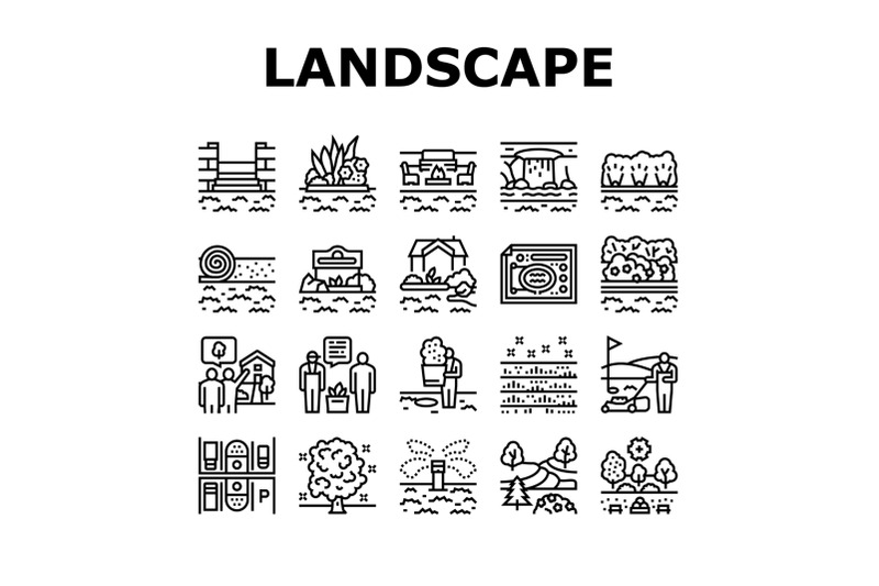 landscape-design-and-accessories-icons-set-vector