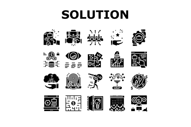 solution-business-problem-task-icons-set-vector