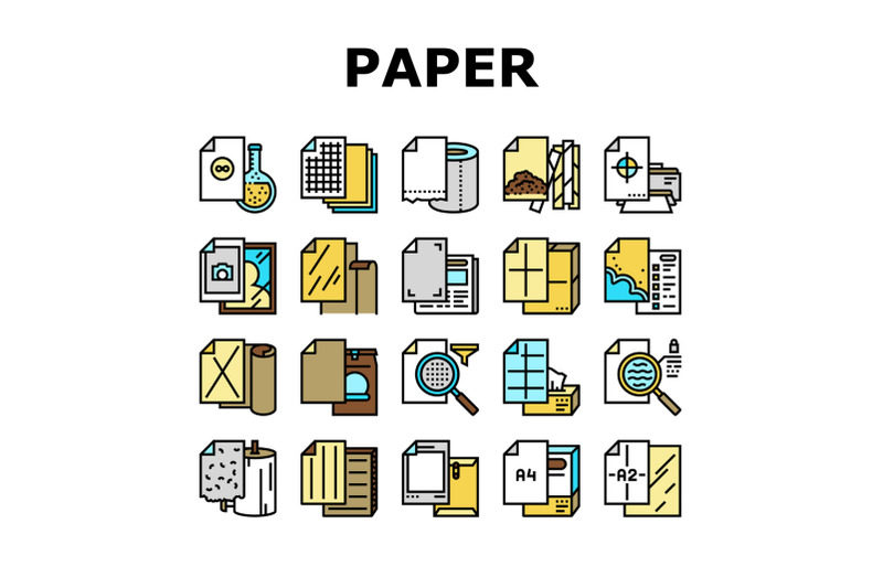 paper-list-for-printing-poster-icons-set-vector