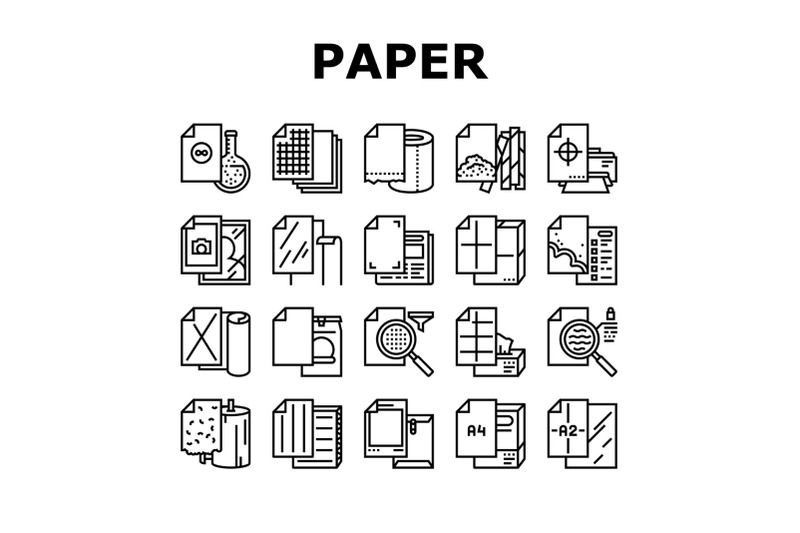 paper-list-for-printing-poster-icons-set-vector