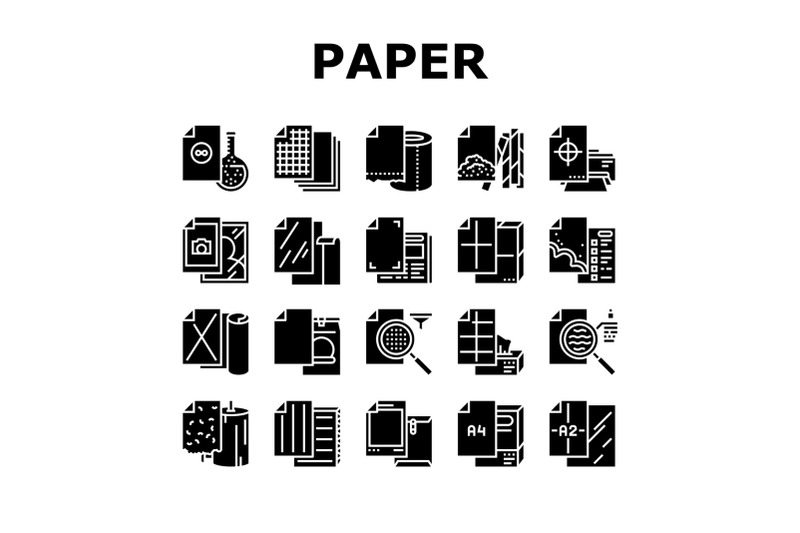 paper-list-for-printing-poster-icons-set-vector