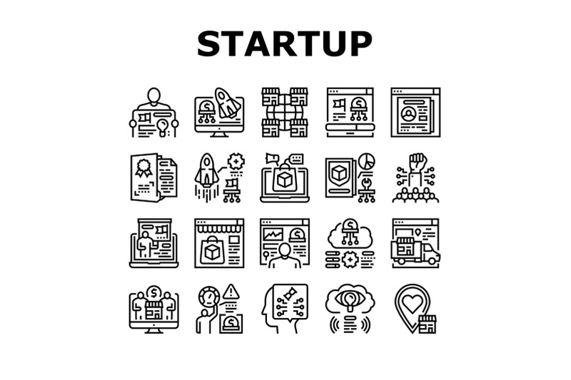 startup-business-idea-launching-icons-set-vector