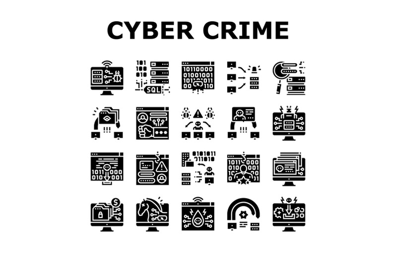 cyber-crime-internet-business-icons-set-vector