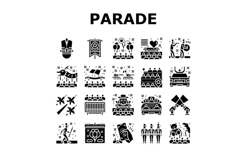 parade-celebration-festival-event-icons-set-vector