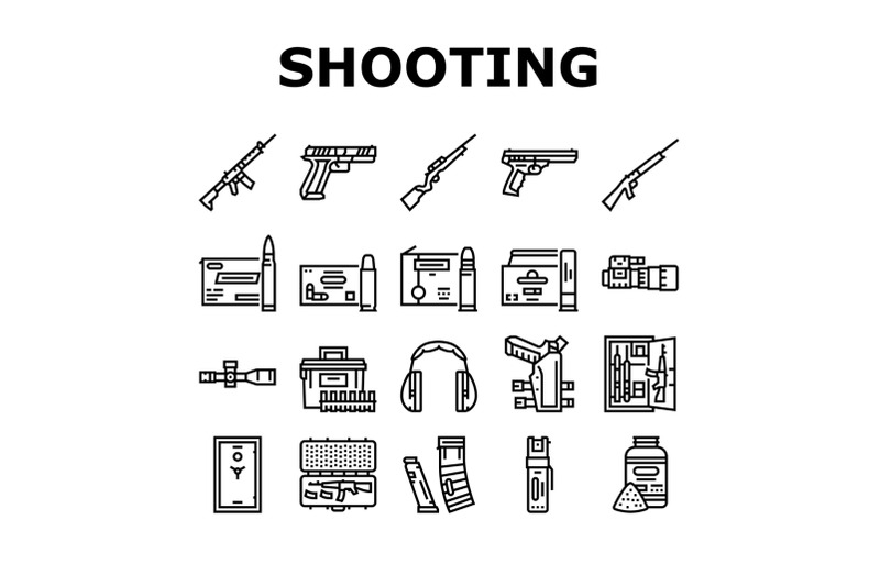 shooting-weapon-and-accessories-icons-set-vector