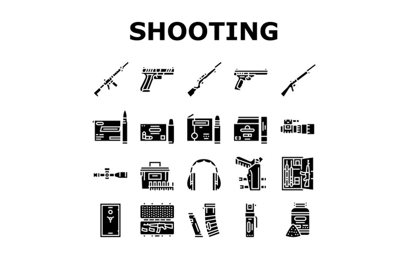 shooting-weapon-and-accessories-icons-set-vector