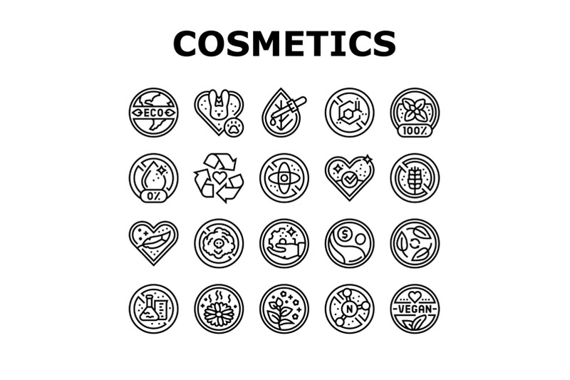 eco-cosmetics-organic-and-bio-icons-set-vector