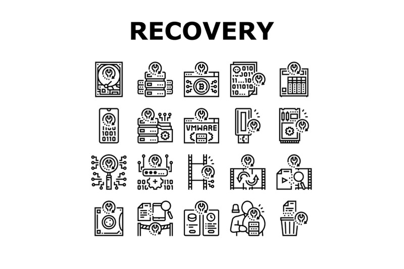 data-recovery-computer-processing-icons-set-vector