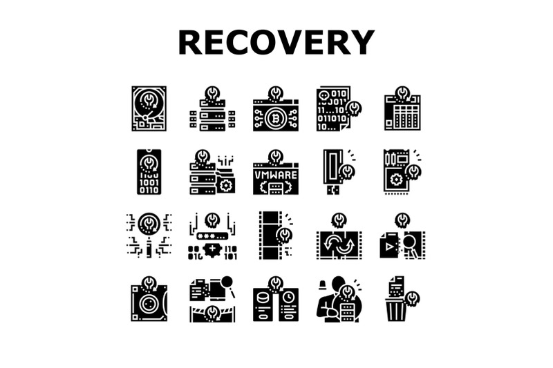 data-recovery-computer-processing-icons-set-vector