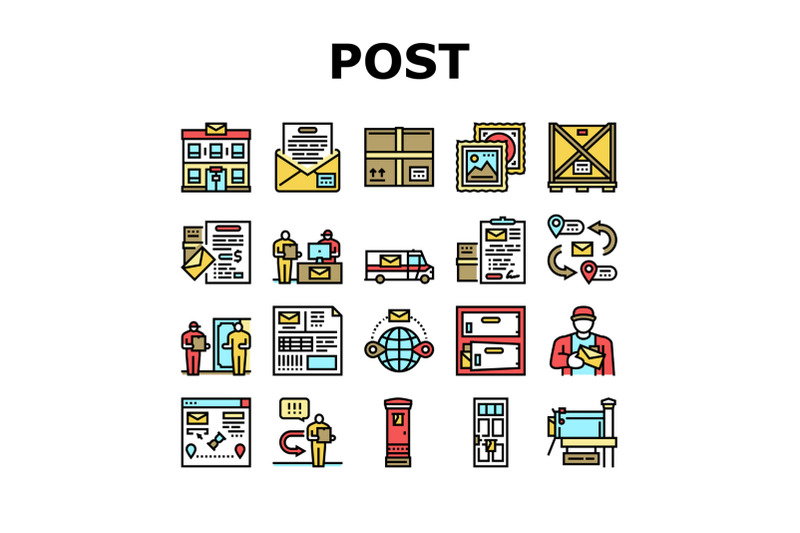 post-office-delivery-service-icons-set-vector