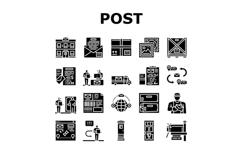 post-office-delivery-service-icons-set-vector