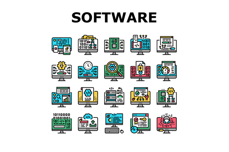 software-program-development-icons-set-vector