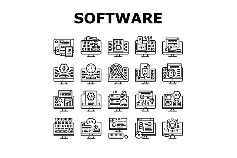 software-program-development-icons-set-vector