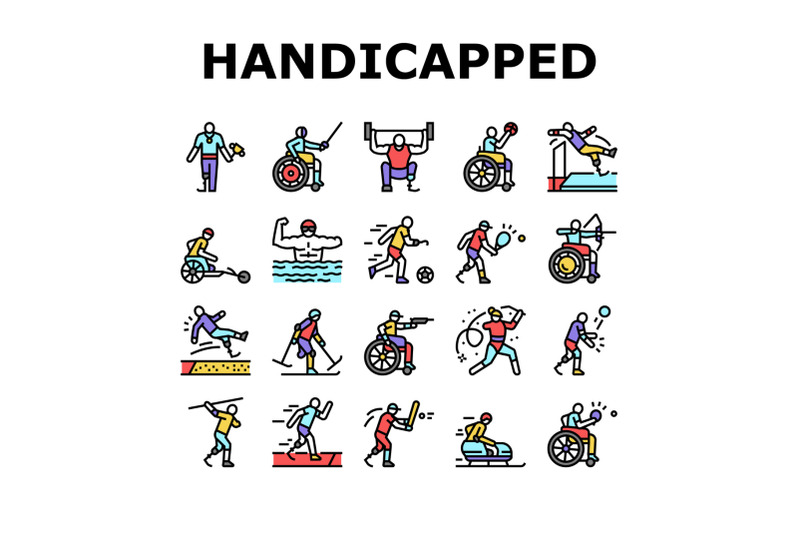 handicapped-athlete-sport-game-icons-set-vector