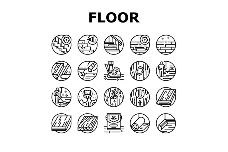 hardwood-floor-and-stair-renovate-icons-set-vector