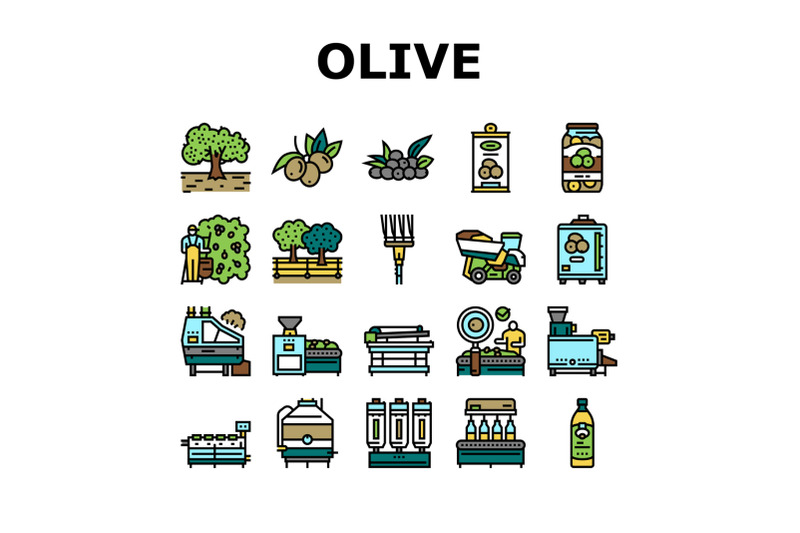 olive-production-and-harvesting-icons-set-vector