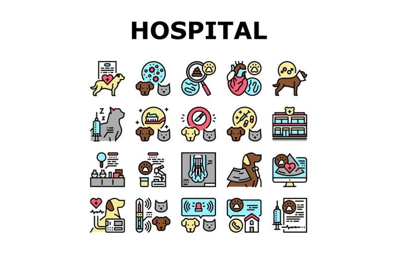 hospital-pet-health-examination-icons-set-vector