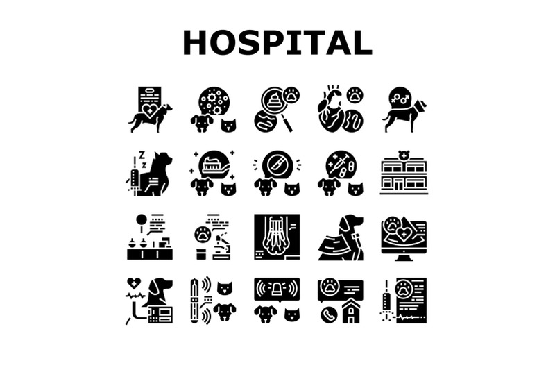 hospital-pet-health-examination-icons-set-vector