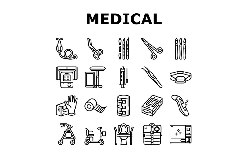 medical-instrument-and-equipment-icons-set-vector