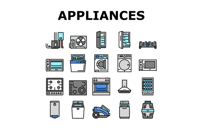 appliances-domestic-equipment-icons-set-vector