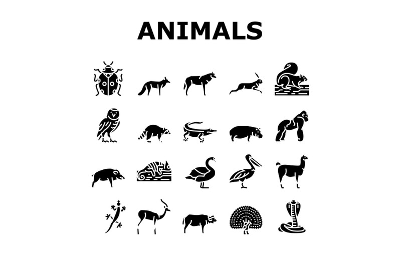 wild-animals-bugs-and-birds-icons-set-vector